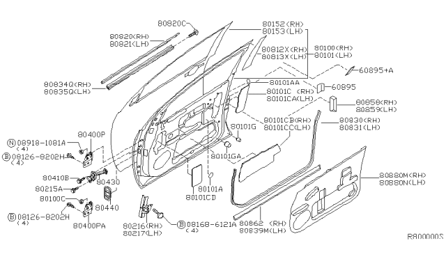 2007 Nissan Titan MOULDING Assembly - Front Door Outside, LH Diagram for 80821-ZC30A