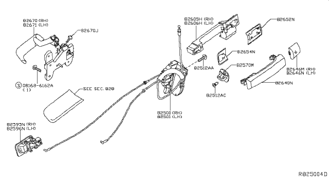 2014 Nissan Titan Rear Door Lock & Handle Diagram 2