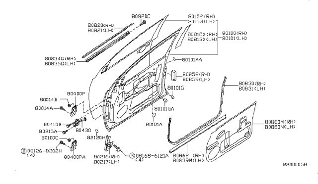 2015 Nissan Titan Front Door Panel & Fitting Diagram 1