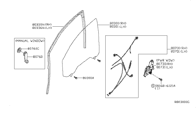 2013 Nissan Titan Glass Run Rubber-Front Door RH Diagram for 80330-ZZ51A