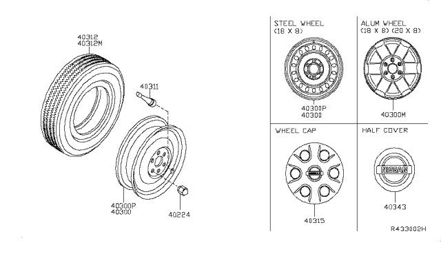 2008 Nissan Titan Aluminum Wheel Diagram for 40300-ZH10A