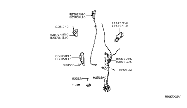 2012 Nissan Titan Rear Door Lock & Handle Diagram 3