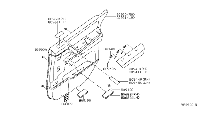 2004 Nissan Titan FINISHER Power Window Switch, Front L Diagram for 80961-ZC020