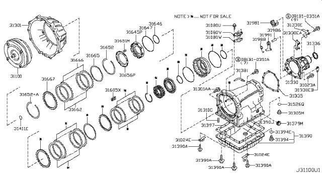 2007 Nissan Titan Torque Converter,Housing & Case Diagram 3