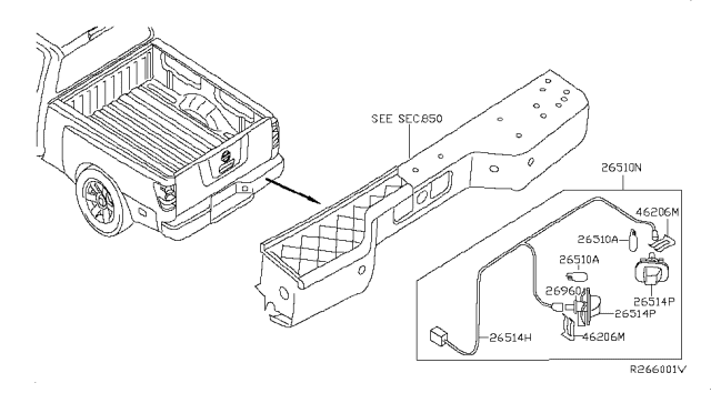 2006 Nissan Titan Lamp Assembly-Licence Plate Diagram for 26510-7S000