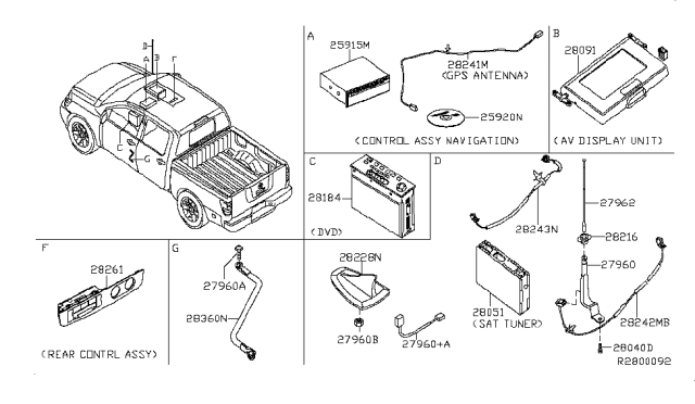 2012 Nissan Titan Feeder-Satellite Antenna Diagram for 28243-9FM0A