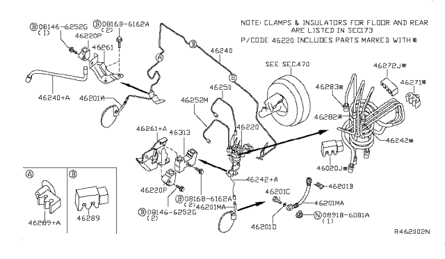 2015 Nissan Titan Tube Assembly-Brake,Rear Master Cylinder Diagram for 46252-7S210