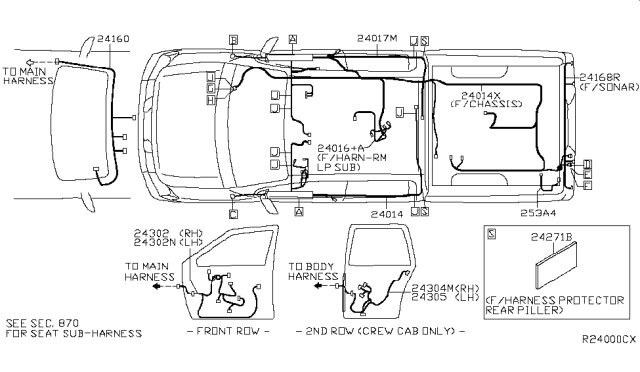 2006 Nissan Titan Harness-Body, NO. 2 Diagram for 24017-ZH000