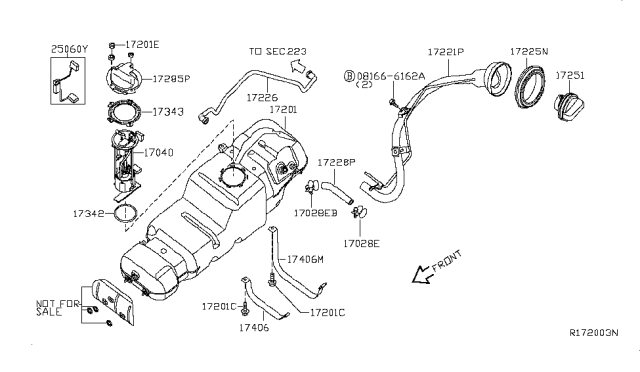 2005 Nissan Titan Complete Fuel Pump Diagram for 17040-ZH000