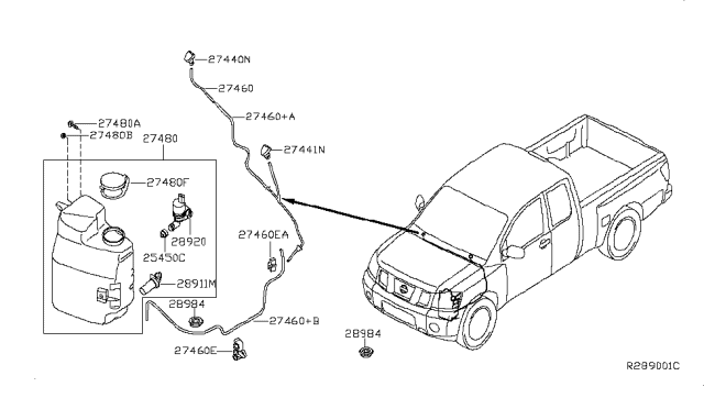 2012 Nissan Titan Pump WIPER Rear Diagram for 28920-7S200