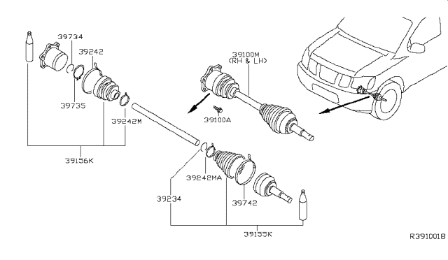 2009 Nissan Titan Front Drive Shaft (FF) Diagram