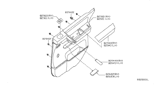 2014 Nissan Titan Rear Door Armrest, Right Diagram for 82940-9FN0A