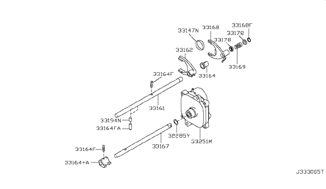 2006 Nissan Titan Transfer Shift Lever,Fork & Control Diagram 1