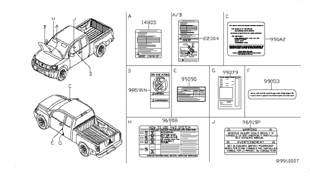 2005 Nissan Titan Caution Plate & Label Diagram 1