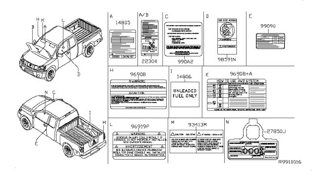 2004 Nissan Titan Caution Plate & Label Diagram 2