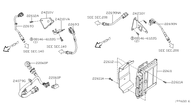 2004 Nissan Titan Engine Control Module Diagram for 23710-7S811