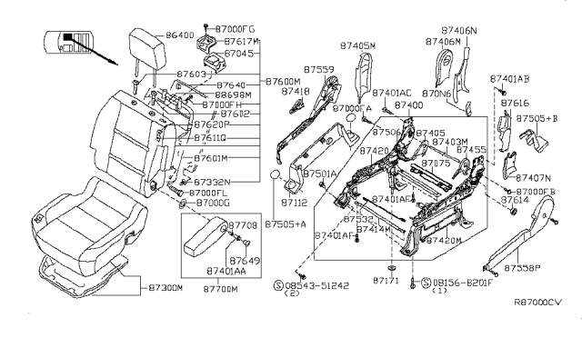 2007 Nissan Titan Cover-Seat Slide Outer,LH Diagram for 87306-7S001