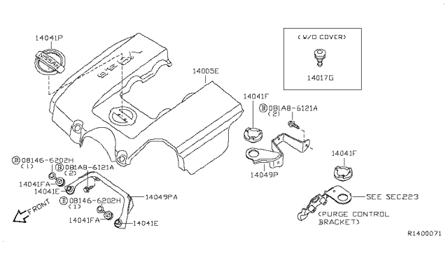 2013 Nissan Titan Ornament Assy-Engine Cover Diagram for 14041-ZE00A