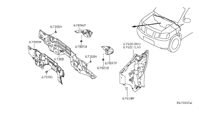 2010 Nissan Titan Dash Panel & Fitting Diagram