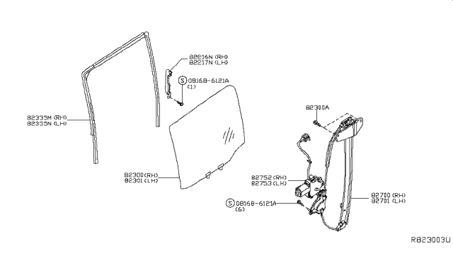 2014 Nissan Titan Rear Door Window & Regulator Diagram 2