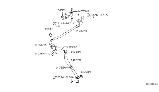 2004 Nissan Titan Water Hose & Piping Diagram