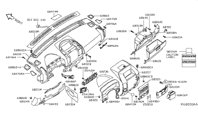 2013 Nissan Titan Instrument Panel,Pad & Cluster Lid Diagram 5