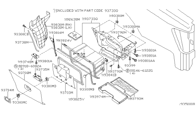 2004 Nissan Titan Rear Body Side Gate & Fitting Diagram 7