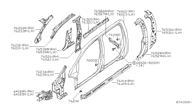 2015 Nissan Titan REINF-SILL Outer Diagram for G6424-9FRMA