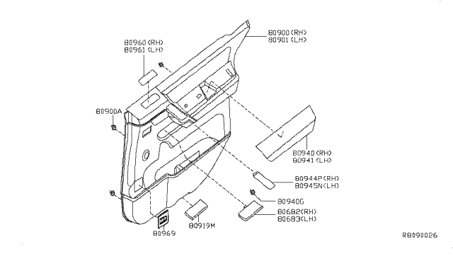 2006 Nissan Titan Front Door Trimming Diagram 1