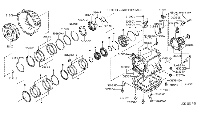 2013 Nissan Titan Torque Converter,Housing & Case Diagram 1