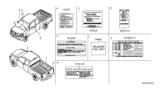 2009 Nissan Titan Caution Plate & Label Diagram 1