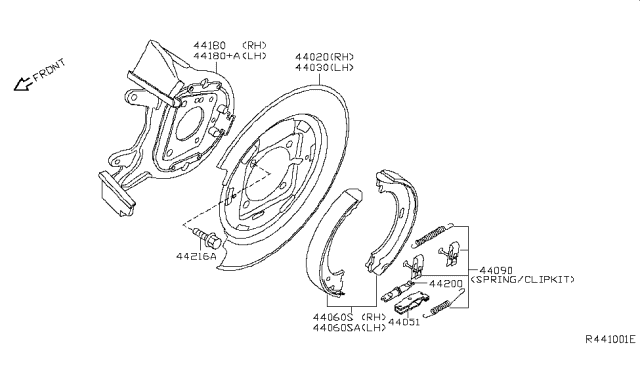 2012 Nissan Titan ADJUSTER Assembly - Rear Brake Diagram for 44200-7S000