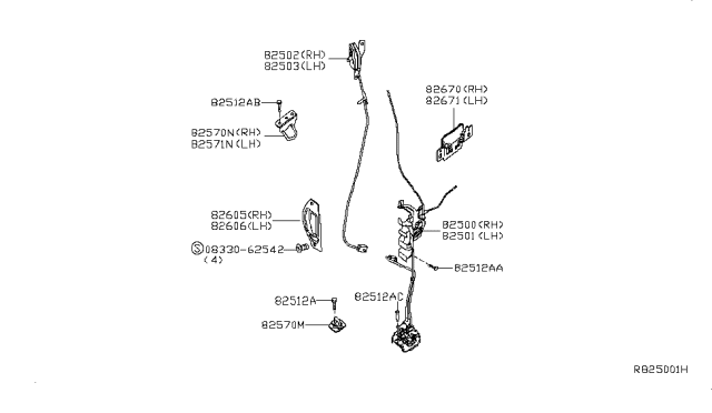 2009 Nissan Titan Rear Door Lock & Handle Diagram 4