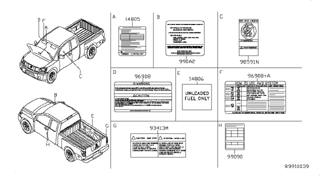 2008 Nissan Titan Caution Plate & Label Diagram 2