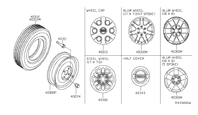 2008 Nissan Titan Road Wheel & Tire Diagram 2