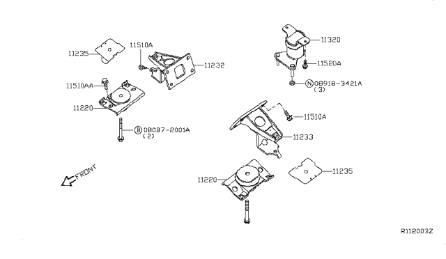 2012 Nissan Titan Engine & Transmission Mounting Diagram 4