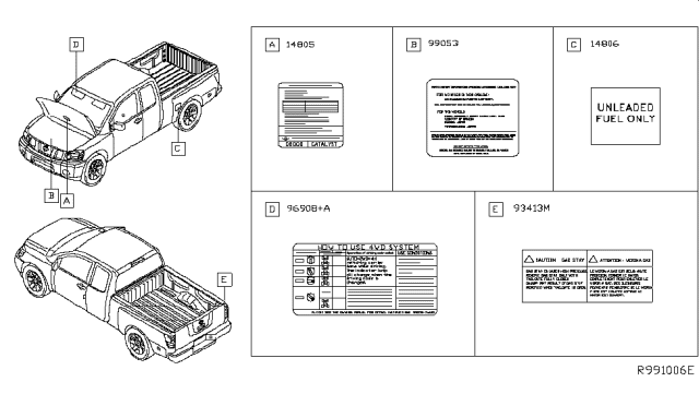 2014 Nissan Titan Caution Plate & Label Diagram 2