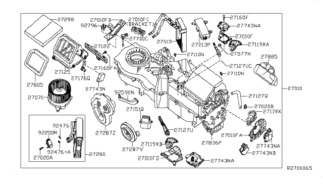 2010 Nissan Titan Heating Unit Assy-Front Diagram for 27110-ZT11B