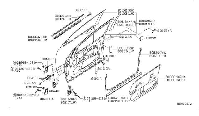 2008 Nissan Titan Front Door Panel & Fitting Diagram 4