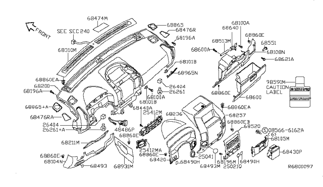 2014 Nissan Titan Instrument Panel,Pad & Cluster Lid Diagram 2