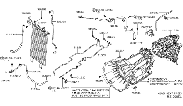 2015 Nissan Titan Auto Transmission,Transaxle & Fitting Diagram 1