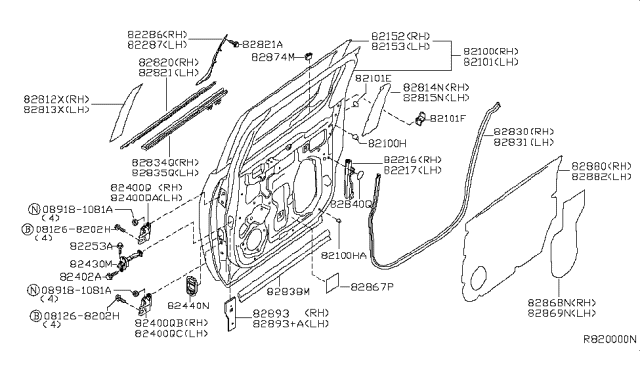 2006 Nissan Titan Check Link Assembly-Rear Door,R Diagram for 82430-ZC30A