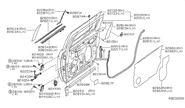 2006 Nissan Titan Hinge Assy-Rear Door Diagram for 82400-7S000