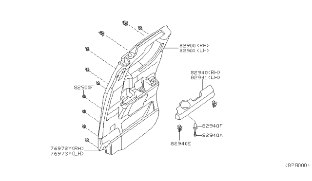 2005 Nissan Titan Rear Door Trimming Diagram 4