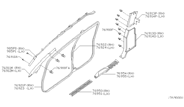 2004 Nissan Titan Body Side Trimming Diagram 3