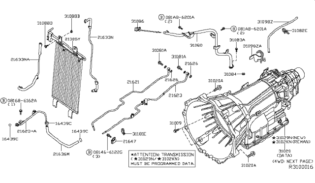 2005 Nissan Titan Automatic Transmission Assembly Diagram for 31020-ZH40D