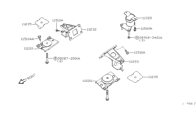 2004 Nissan Titan Engine & Transmission Mounting Diagram 1