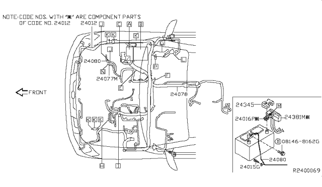 2006 Nissan Titan Harness-Engine Room Diagram for 24012-ZH42A