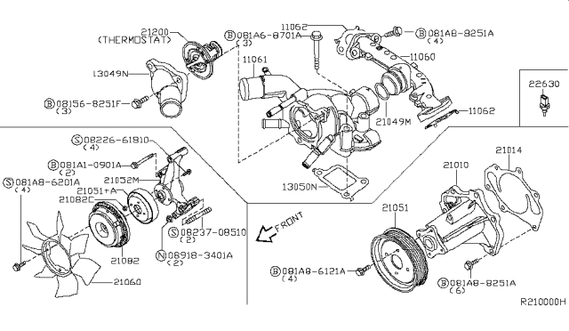 2004 Nissan Titan Water Pump, Cooling Fan & Thermostat Diagram