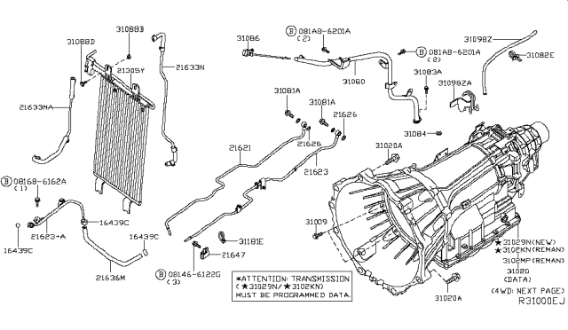 2011 Nissan Titan Reman Automatic Transmission Assembly Diagram for 3102M-9FE5ARE